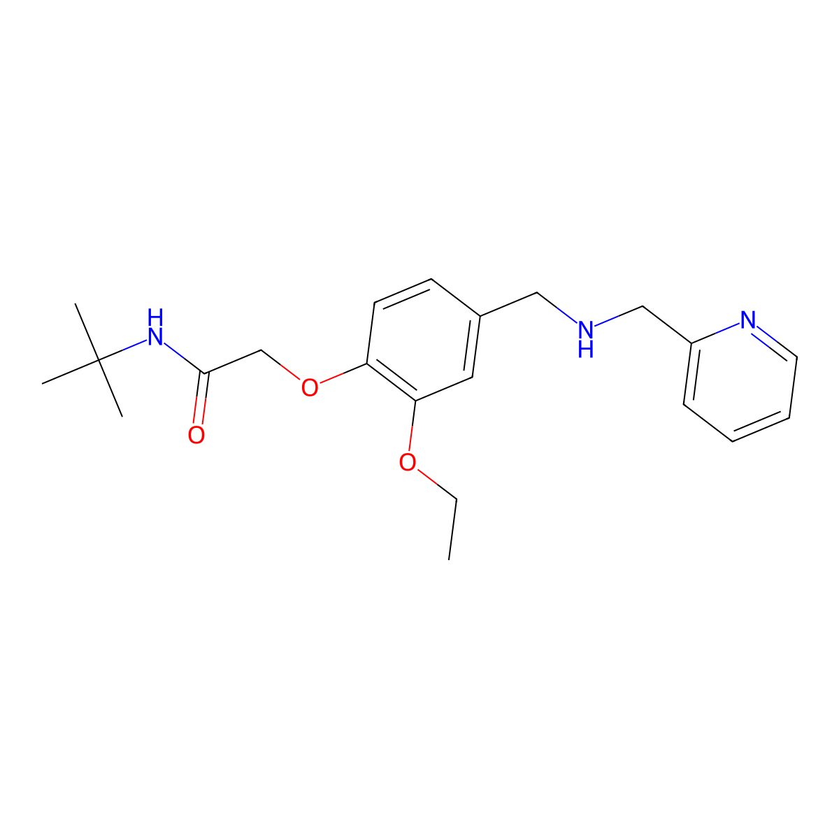 N-tert-butyl-2-[2-ethoxy-4-[(pyridin-2-ylmethylamino)methyl]phenoxy]acetamide molecular structure, CAS 774552-67-9