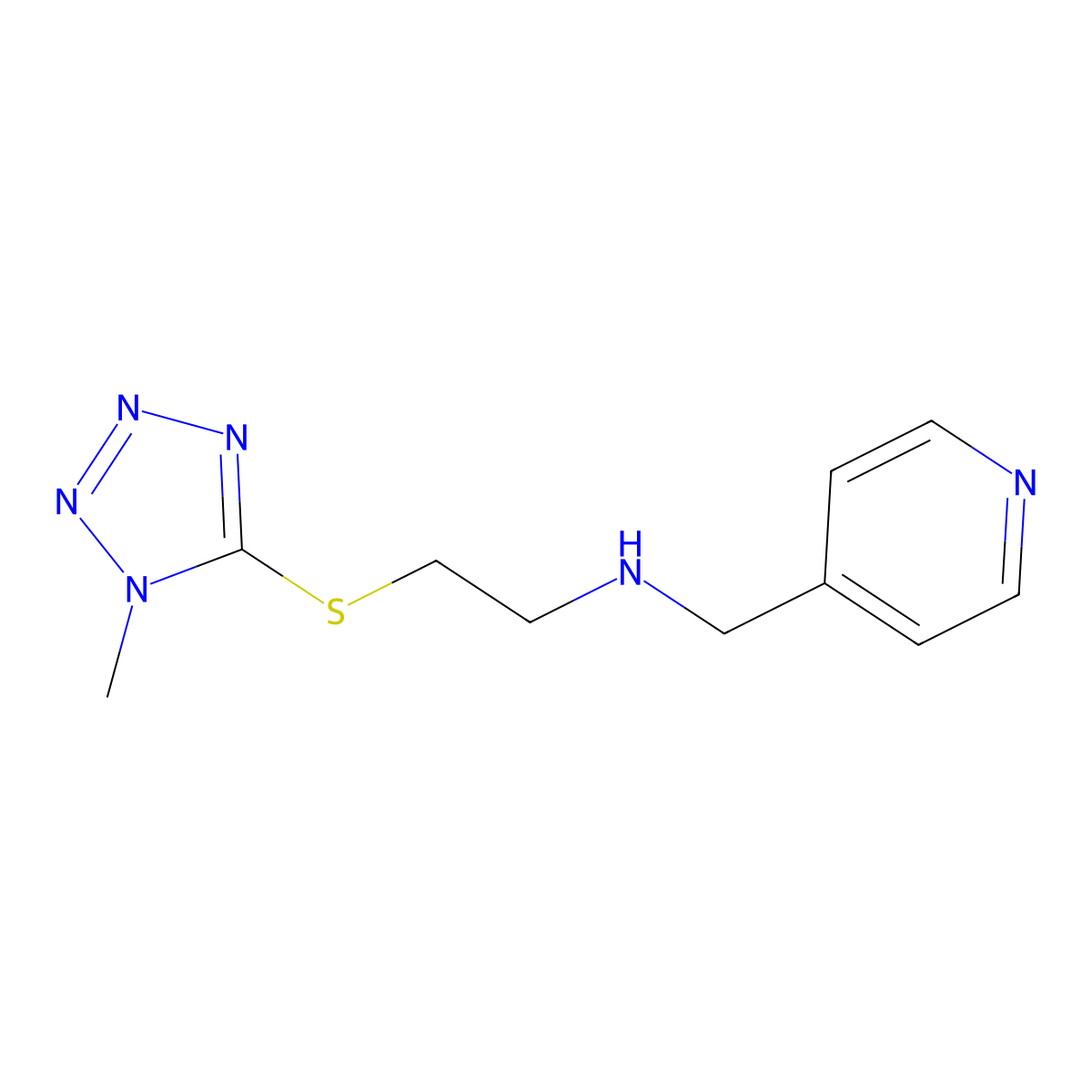 2-(1-methyltetrazol-5-yl)sulfanyl-N-(pyridin-4-ylmethyl)ethanamine molecular structure, CAS 774552-95-3