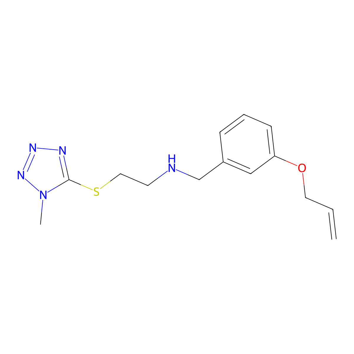 2-(1-methyltetrazol-5-yl)sulfanyl-N-[(3-prop-2-enoxyphenyl)methyl]ethanamine molecular structure, CAS 774553-11-6