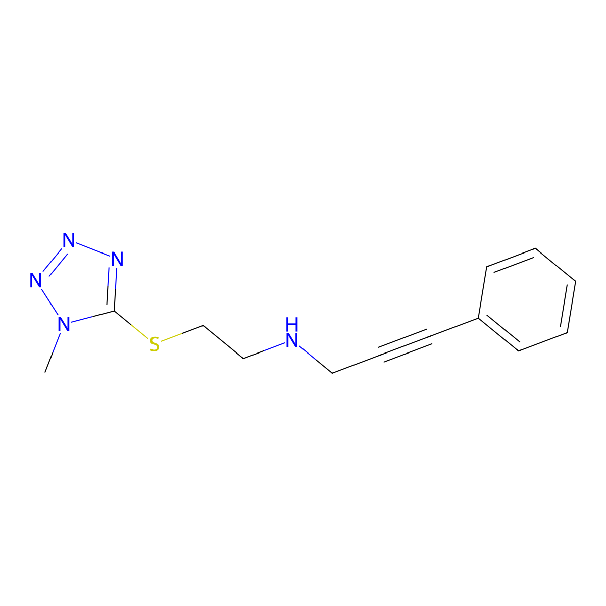 N-[2-(1-methyltetrazol-5-yl)sulfanylethyl]-3-phenylprop-2-yn-1-amine molecular structure, CAS 774553-13-8