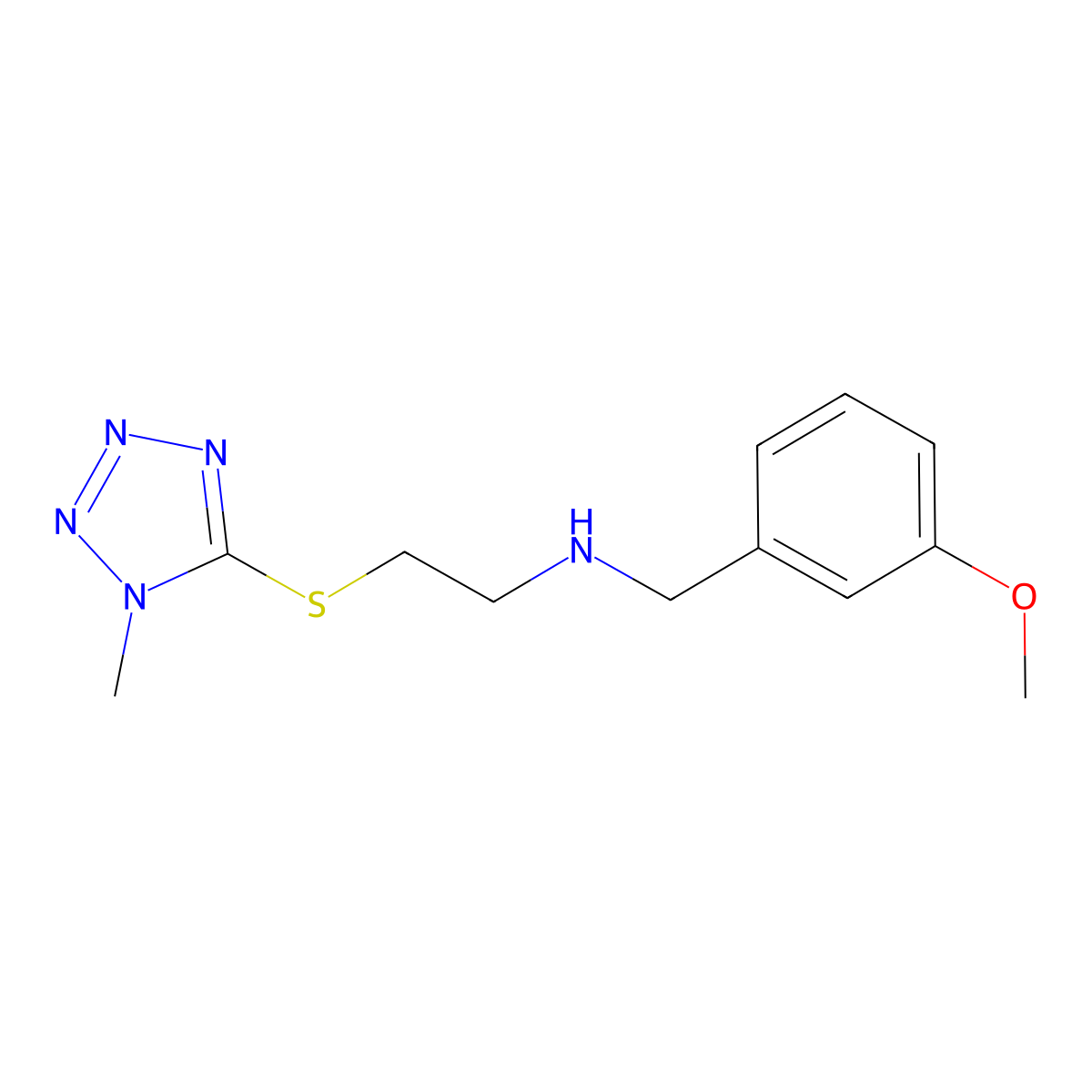 N-[(3-methoxyphenyl)methyl]-2-(1-methyltetrazol-5-yl)sulfanylethanamine molecular structure, CAS 774553-15-0
