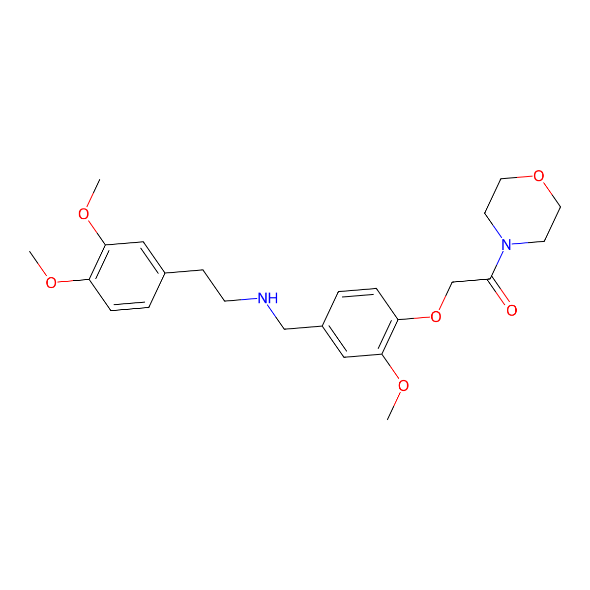 2-[4-[[2-(3,4-Dimethoxyphenyl)ethylamino]methyl]-2-methoxyphenoxy]-1-morpholin-4-ylethanone molecular structure, CAS 774553-31-0