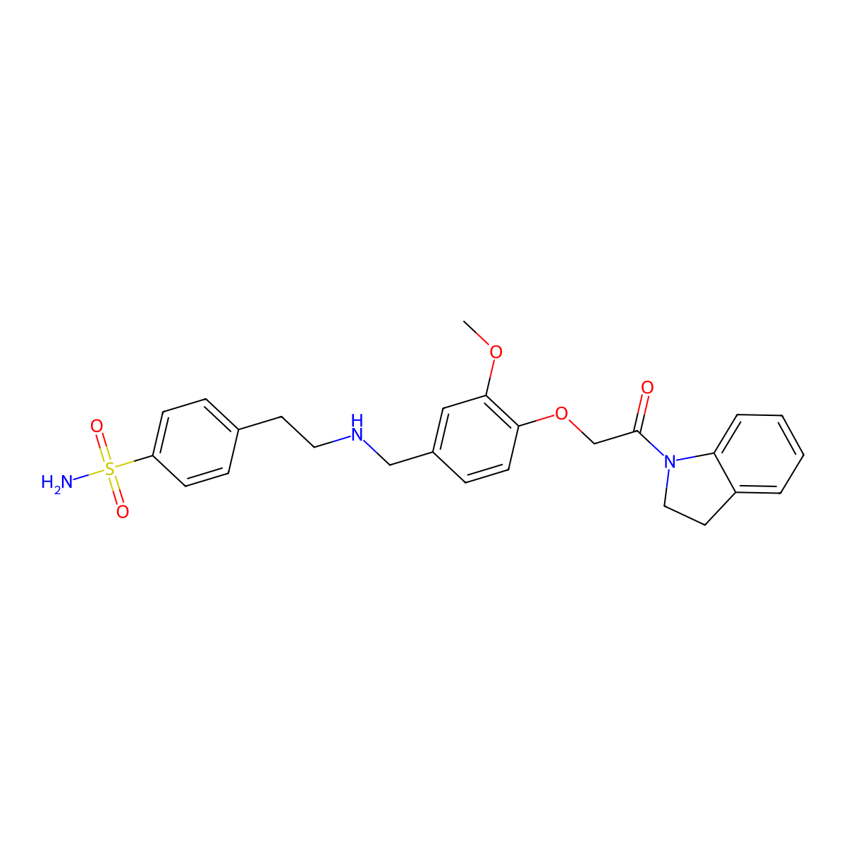 4-[2-({4-[2-(2,3-dihydro-1H-indol-1-yl)-2-oxoethoxy]-3-methoxybenzyl}amino)ethyl]benzenesulfonamide molecular structure, CAS 774553-69-4