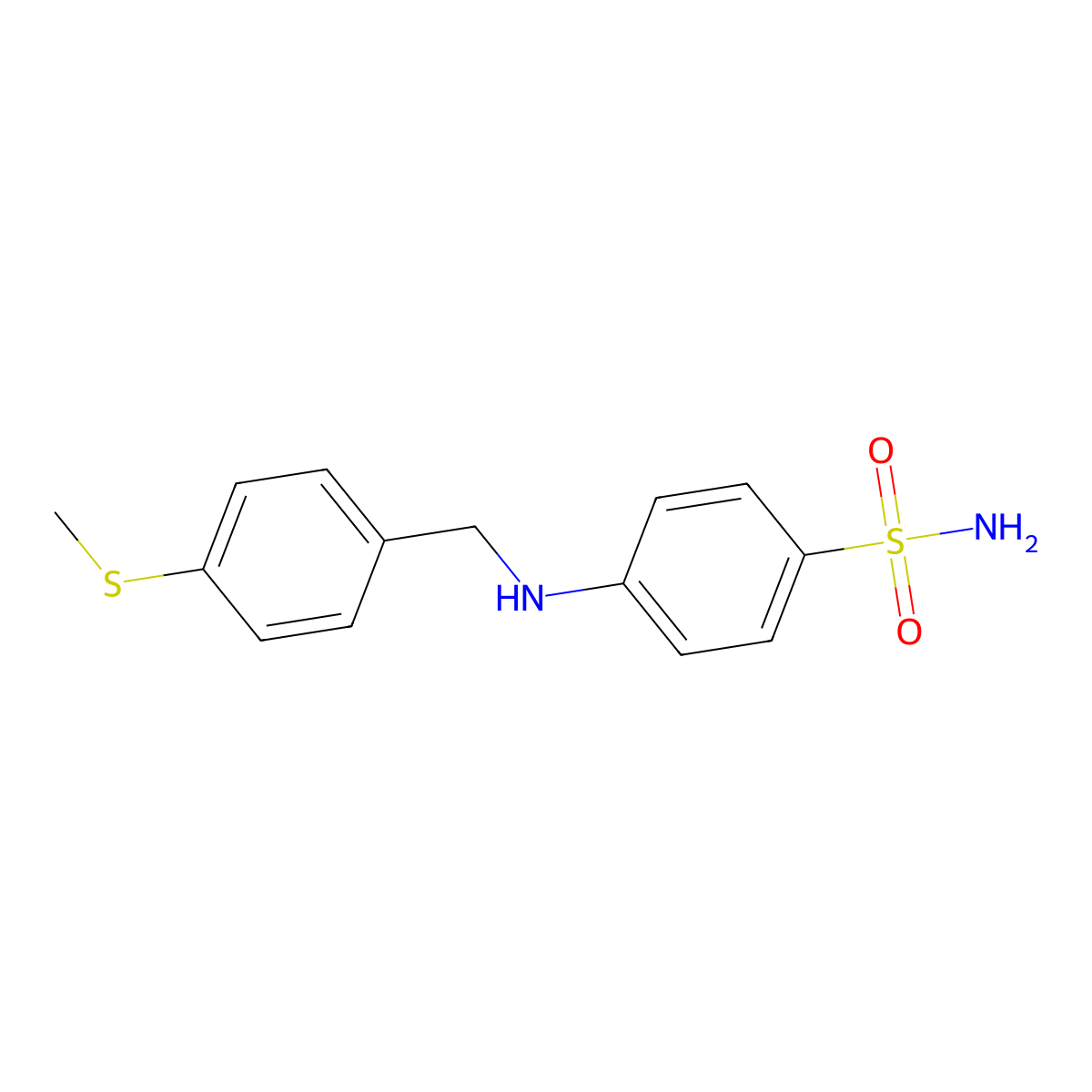 4-{[4-(Methylsulfanyl)benzyl]amino}benzenesulfonamide molecular structure, CAS 774553-73-0