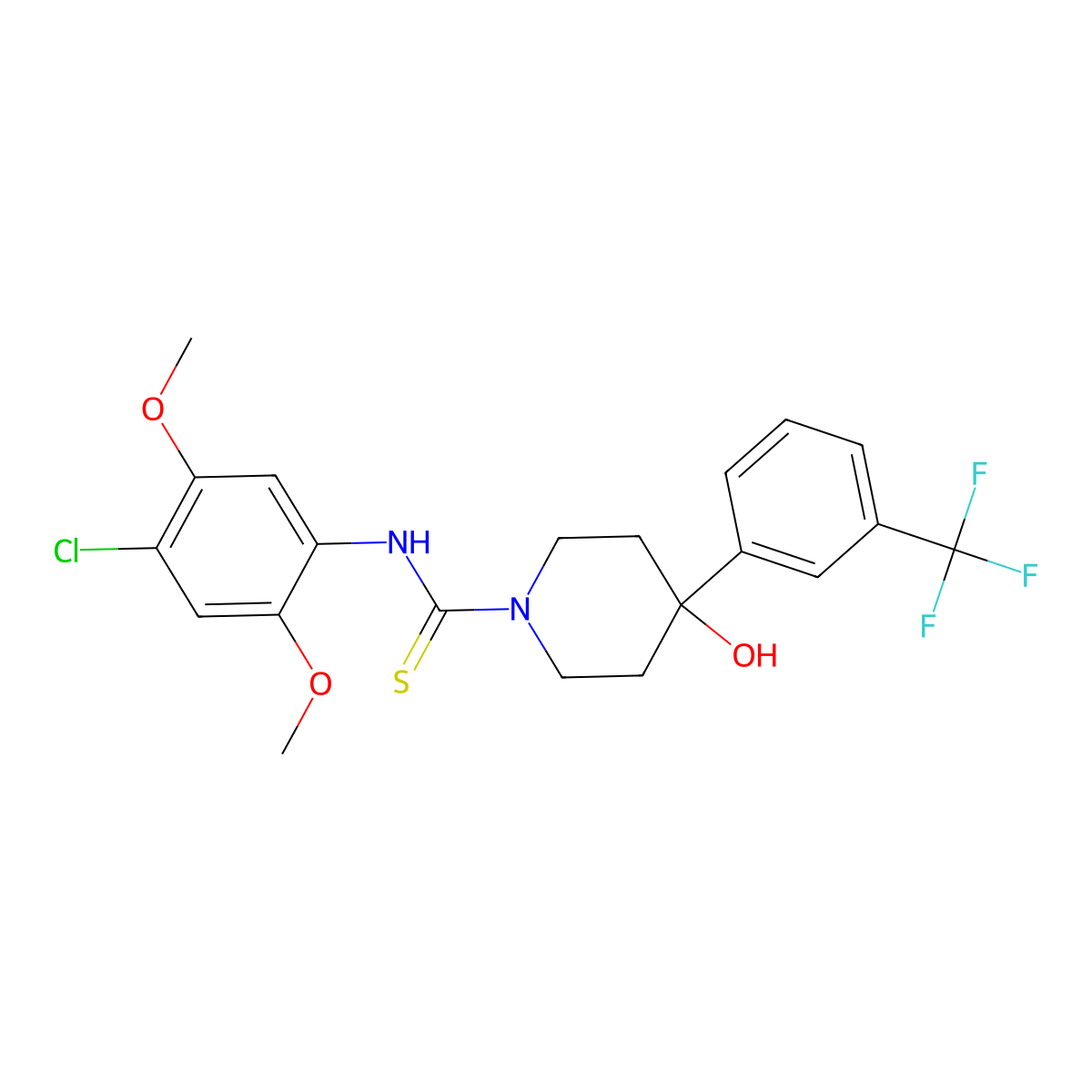 N-(4-chloro-2,5-dimethoxyphenyl)-4-hydroxy-4-[3-(trifluoromethyl)phenyl]piperidine-1-carbothioamide molecular structure, CAS 774553-74-1