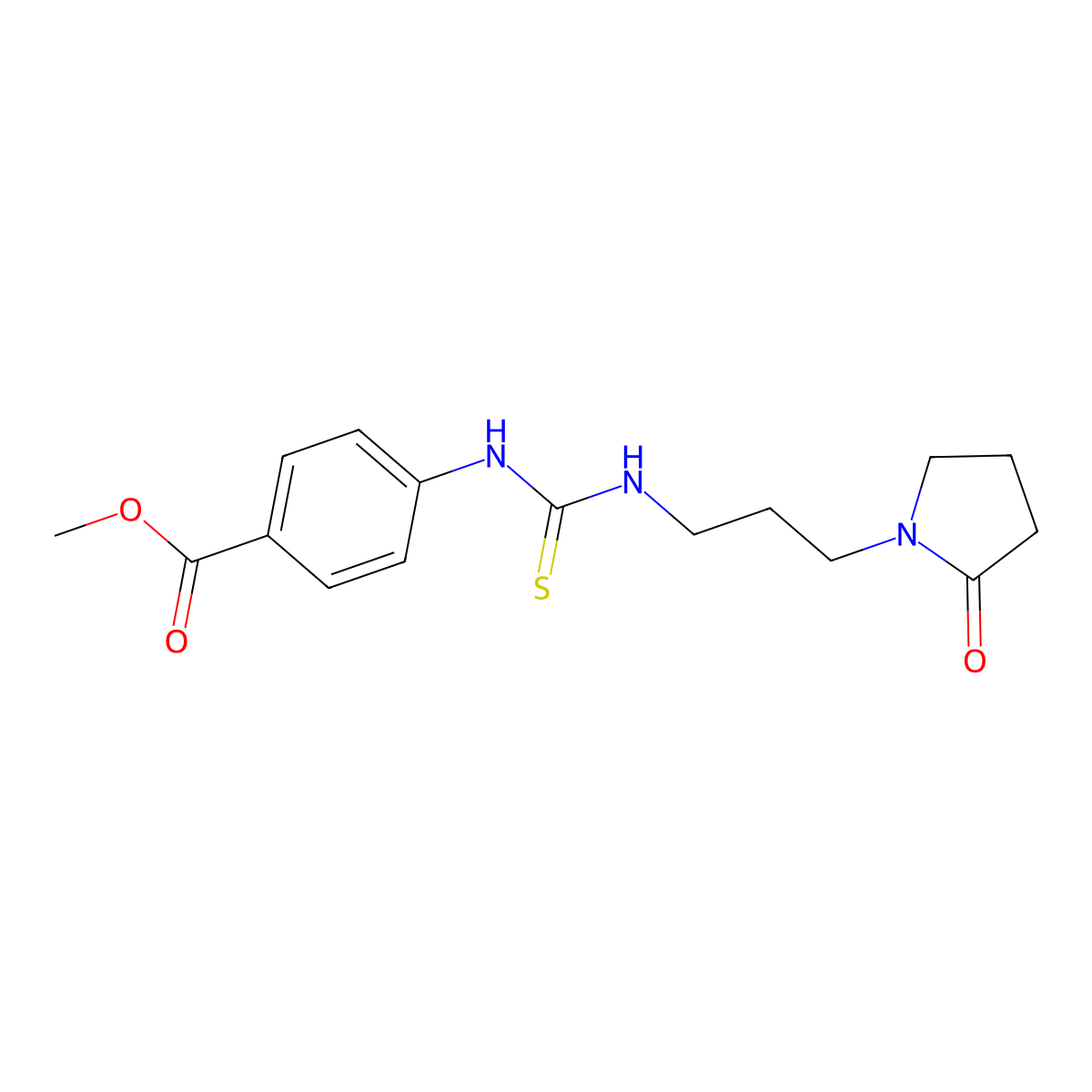 Methyl 4-[[[[3-(2-oxo-1-pyrrolidinyl)propyl]amino]thioxomethyl]amino]benzoate molecular structure, CAS 774554-08-4