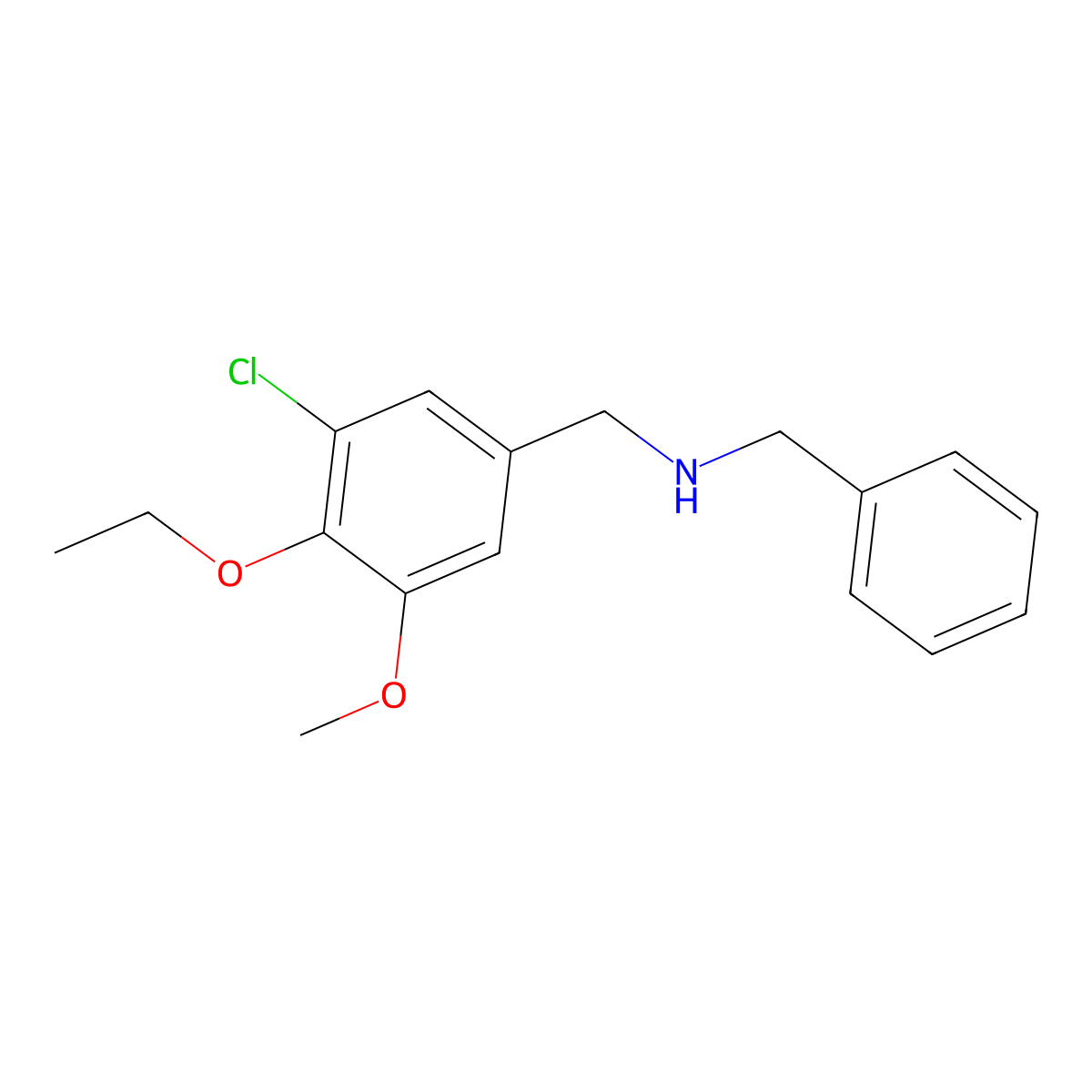N-benzyl-N-(3-chloro-4-ethoxy-5-methoxybenzyl)amine molecular structure, CAS 774554-09-5