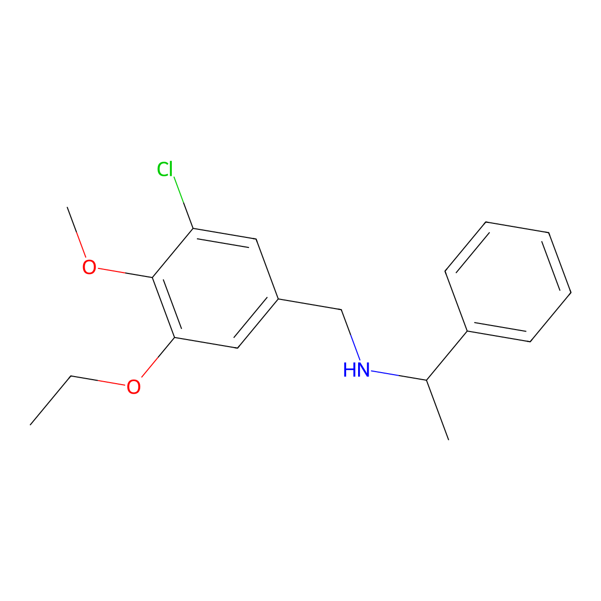 N-(3-chloro-5-ethoxy-4-methoxybenzyl)-1-phenylethanamine molecular structure, CAS 774554-21-1