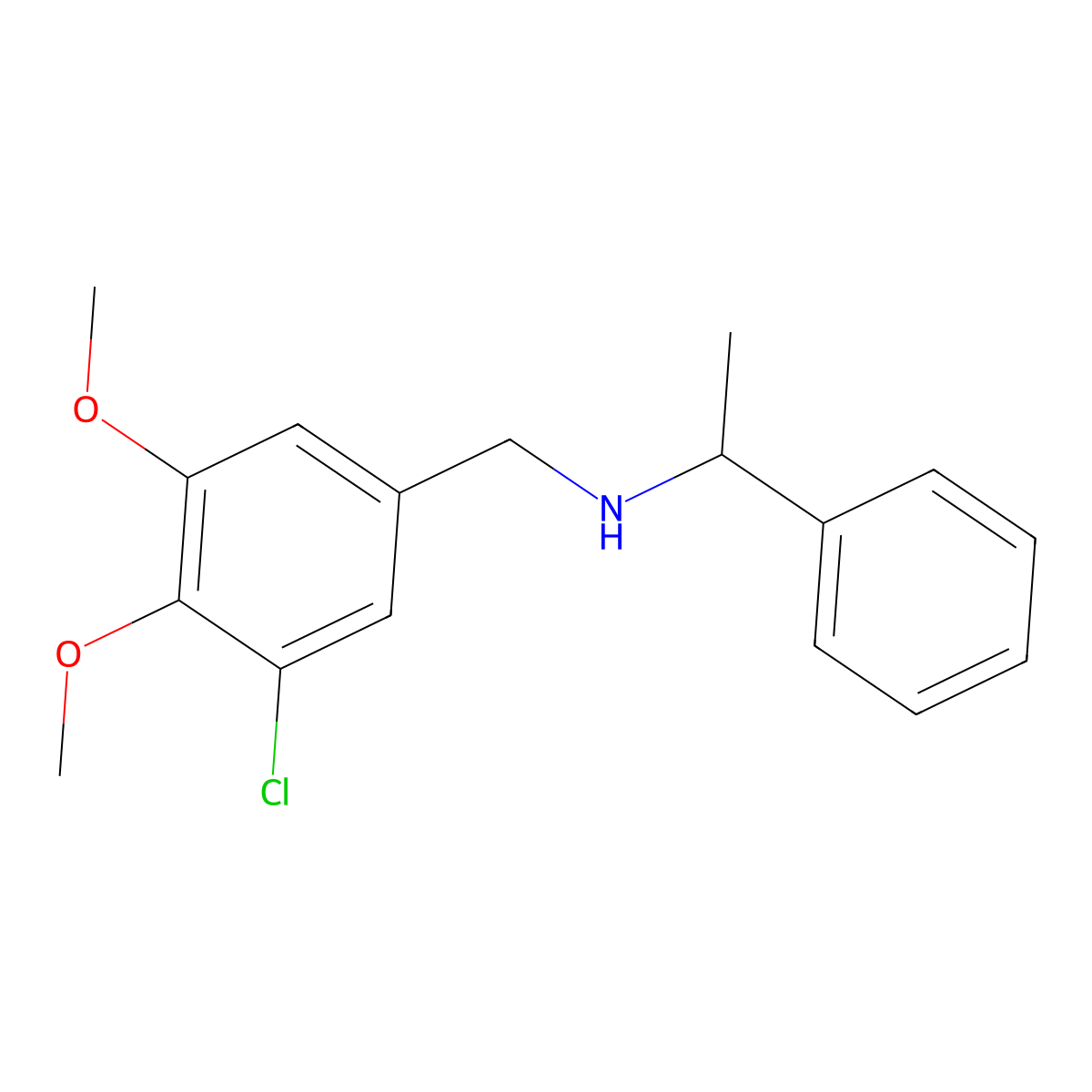 N-(3-chloro-4,5-dimethoxybenzyl)-N-(1-phenylethyl)amine molecular structure, CAS 774554-22-2