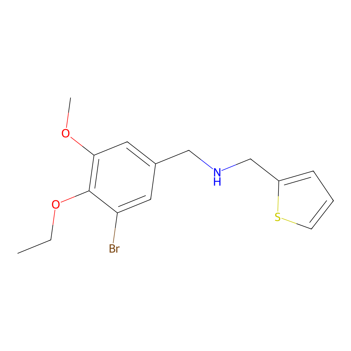 N-(3-bromo-4-ethoxy-5-methoxybenzyl)-N-(2-thienylmethyl)amine molecular structure, CAS 774554-29-9