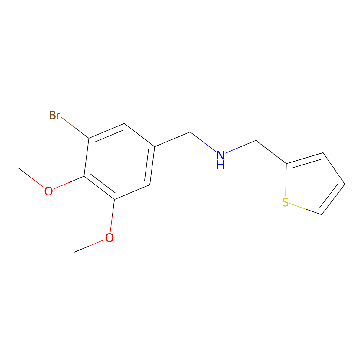 1-(3-bromo-4,5-dimethoxyphenyl)-N-(thiophen-2-ylmethyl)methanamine molecular structure, CAS 774554-32-4