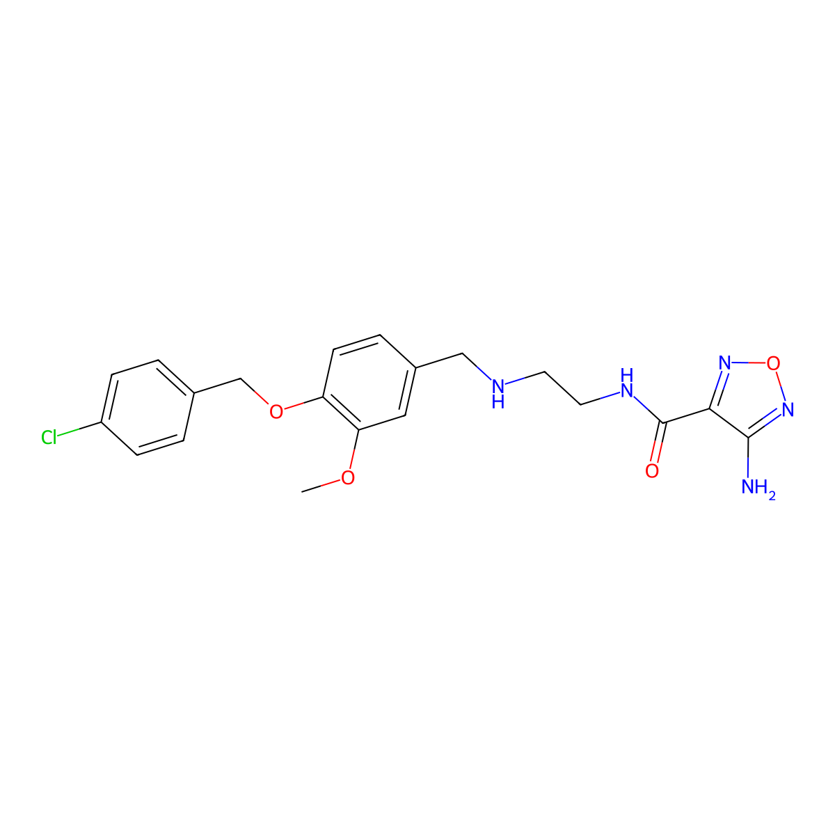 4-amino-N-[2-[[4-[(4-chlorophenyl)methoxy]-3-methoxyphenyl]methylamino]ethyl]-1,2,5-oxadiazole-3-carboxamide molecular structure, CAS 774554-61-9