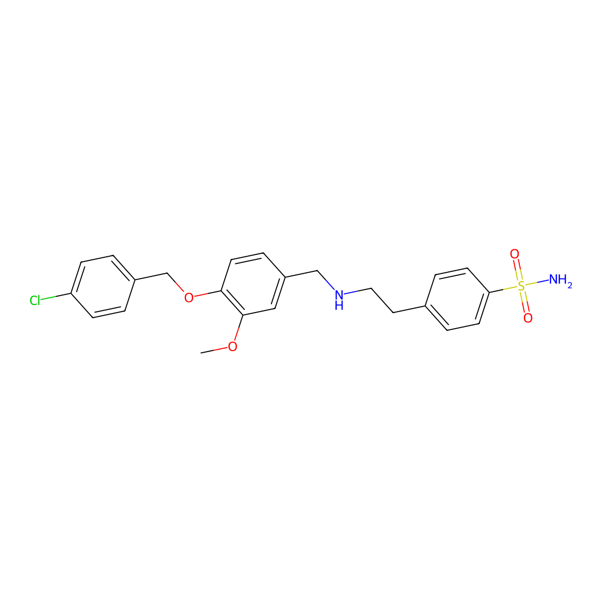 4-[2-({4-[(4-Chlorobenzyl)oxy]-3-methoxybenzyl}amino)ethyl]benzenesulfonamide molecular structure, CAS 774554-62-0