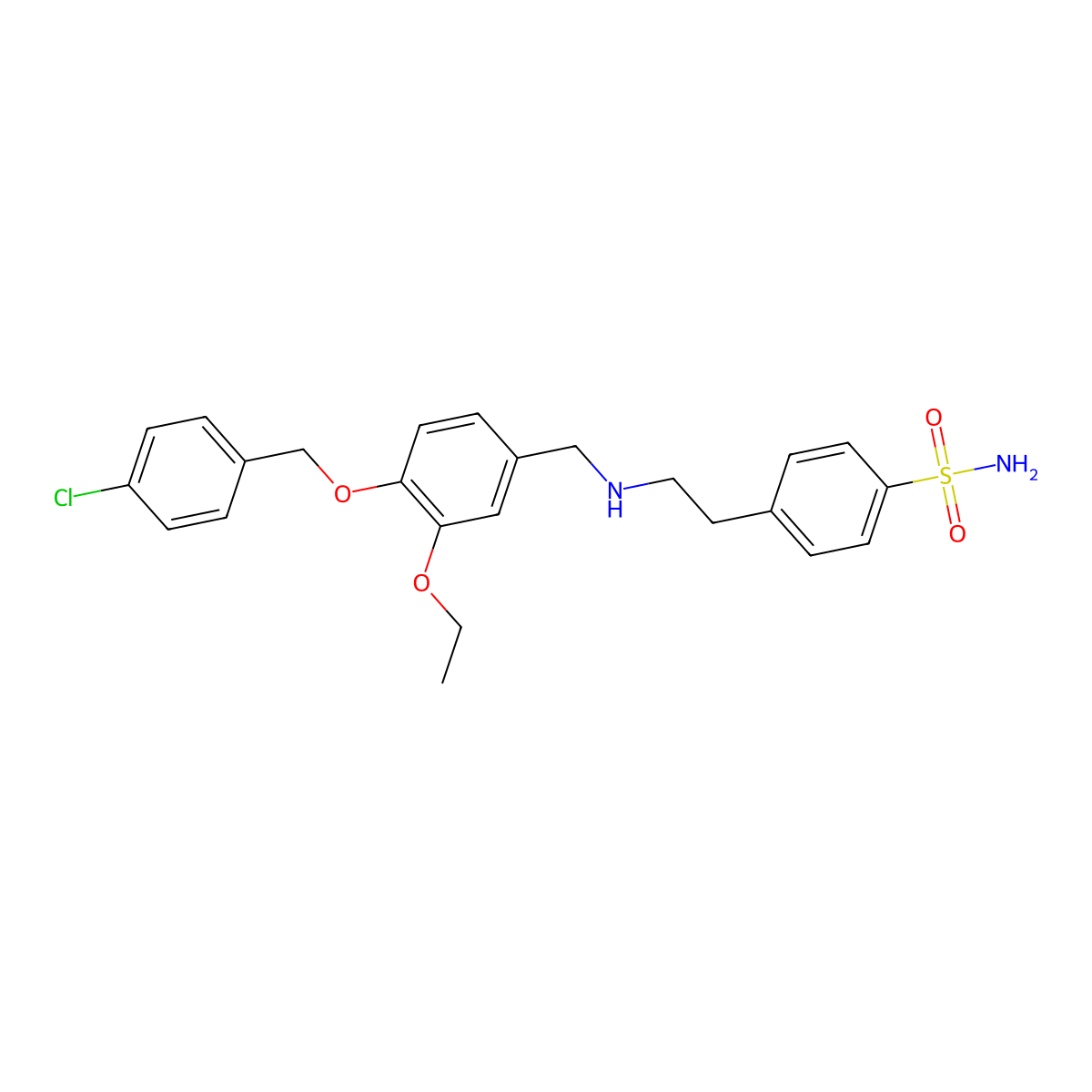 4-[2-({4-[(4-Chlorobenzyl)oxy]-3-ethoxybenzyl}amino)ethyl]benzenesulfonamide molecular structure, CAS 774554-69-7