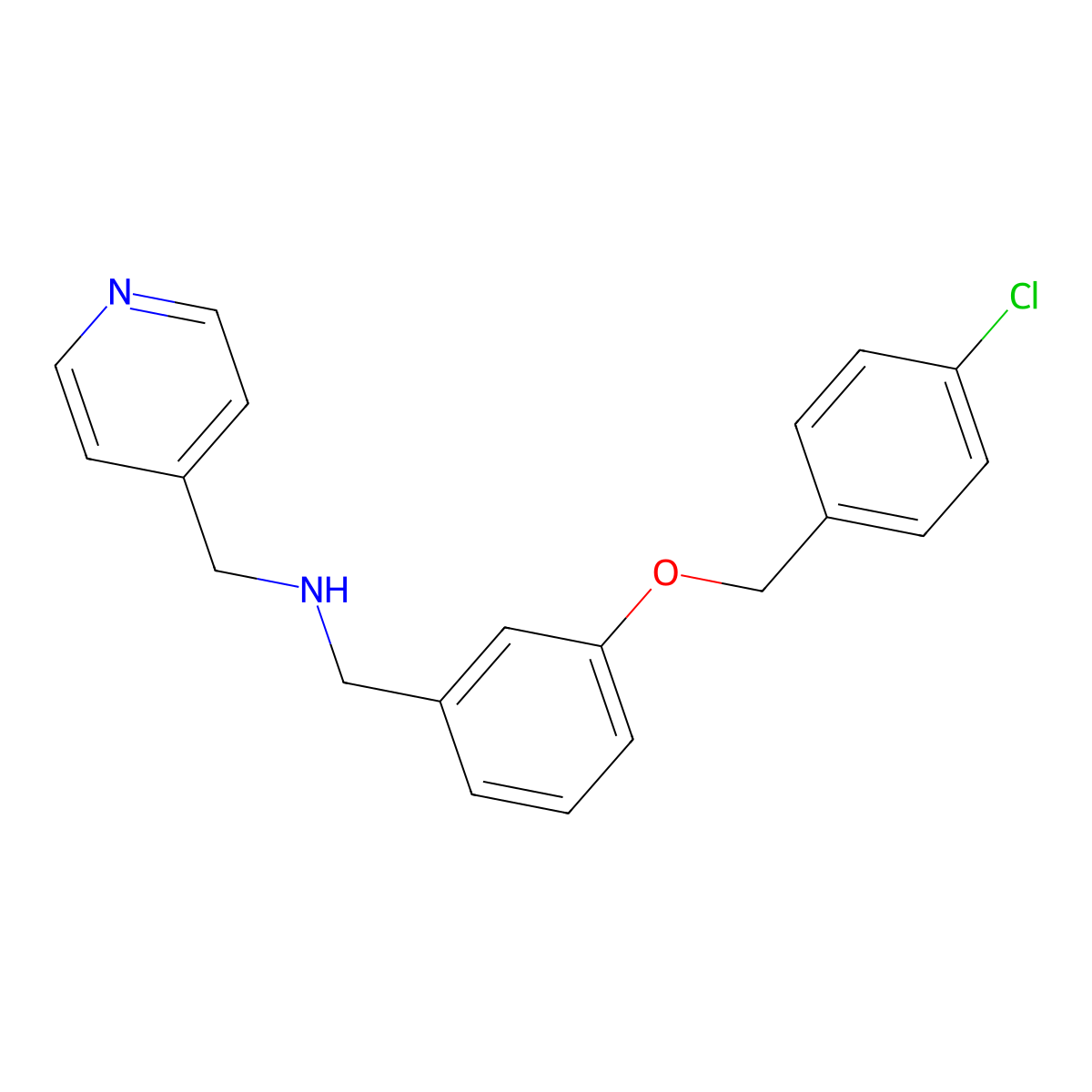 N-{3-[(4-chlorobenzyl)oxy]benzyl}-N-(4-pyridinylmethyl)amine molecular structure, CAS 774554-84-6