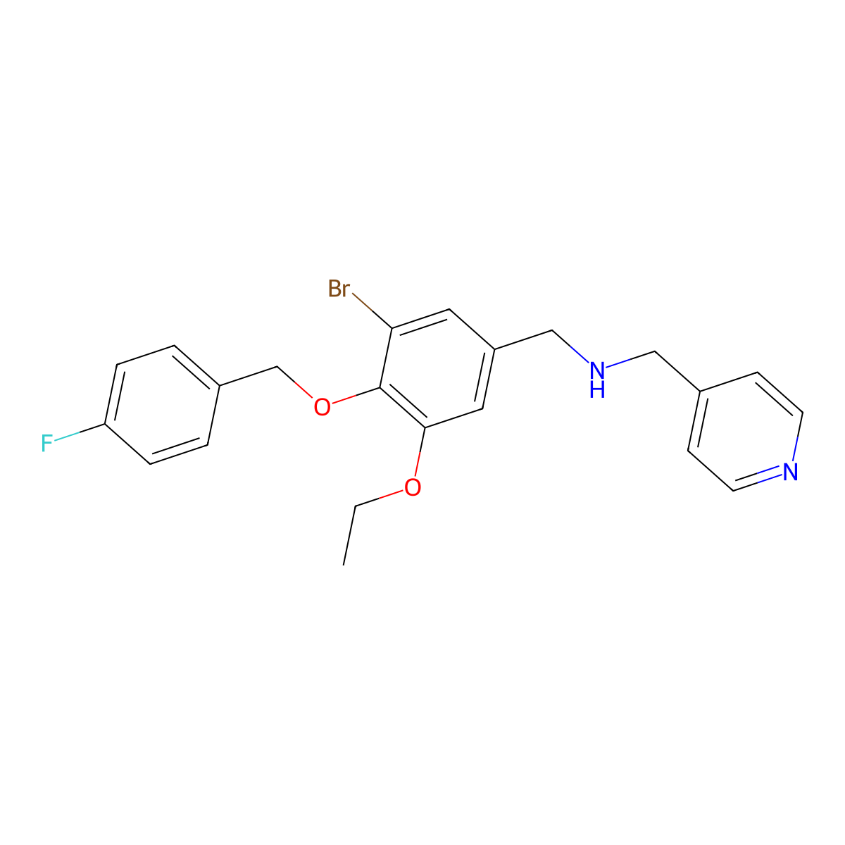 N-[[3-bromo-5-ethoxy-4-[(4-fluorophenyl)methoxy]phenyl]methyl]-1-pyridin-4-ylmethanamine molecular structure, CAS 774554-87-9