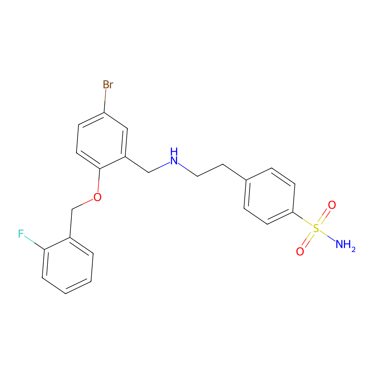 4-[2-({5-Bromo-2-[(2-fluorobenzyl)oxy]benzyl}amino)ethyl]benzenesulfonamide molecular structure, CAS 774554-88-0