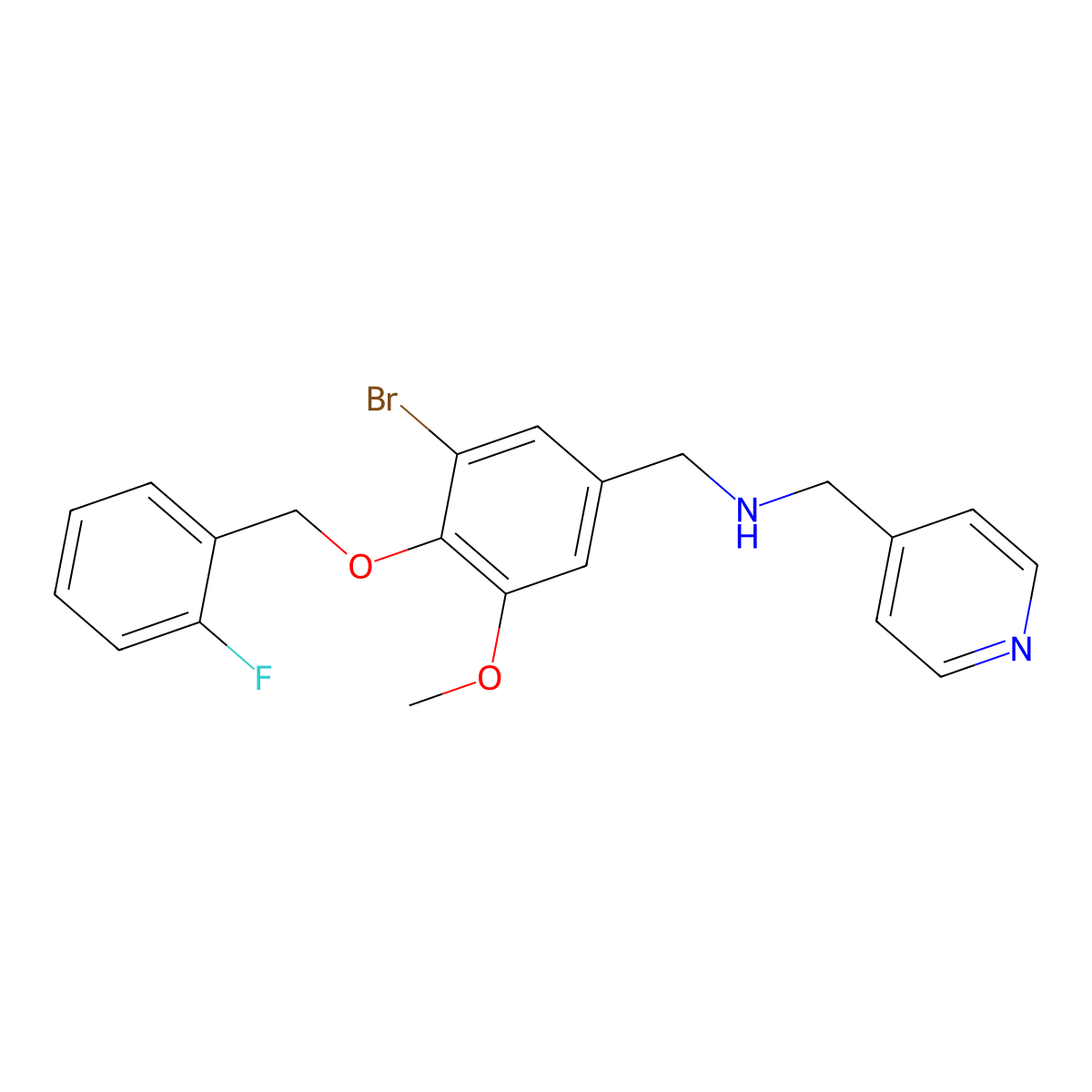 N-[[3-bromo-4-[(2-fluorophenyl)methoxy]-5-methoxyphenyl]methyl]-1-pyridin-4-ylmethanamine molecular structure, CAS 774554-91-5