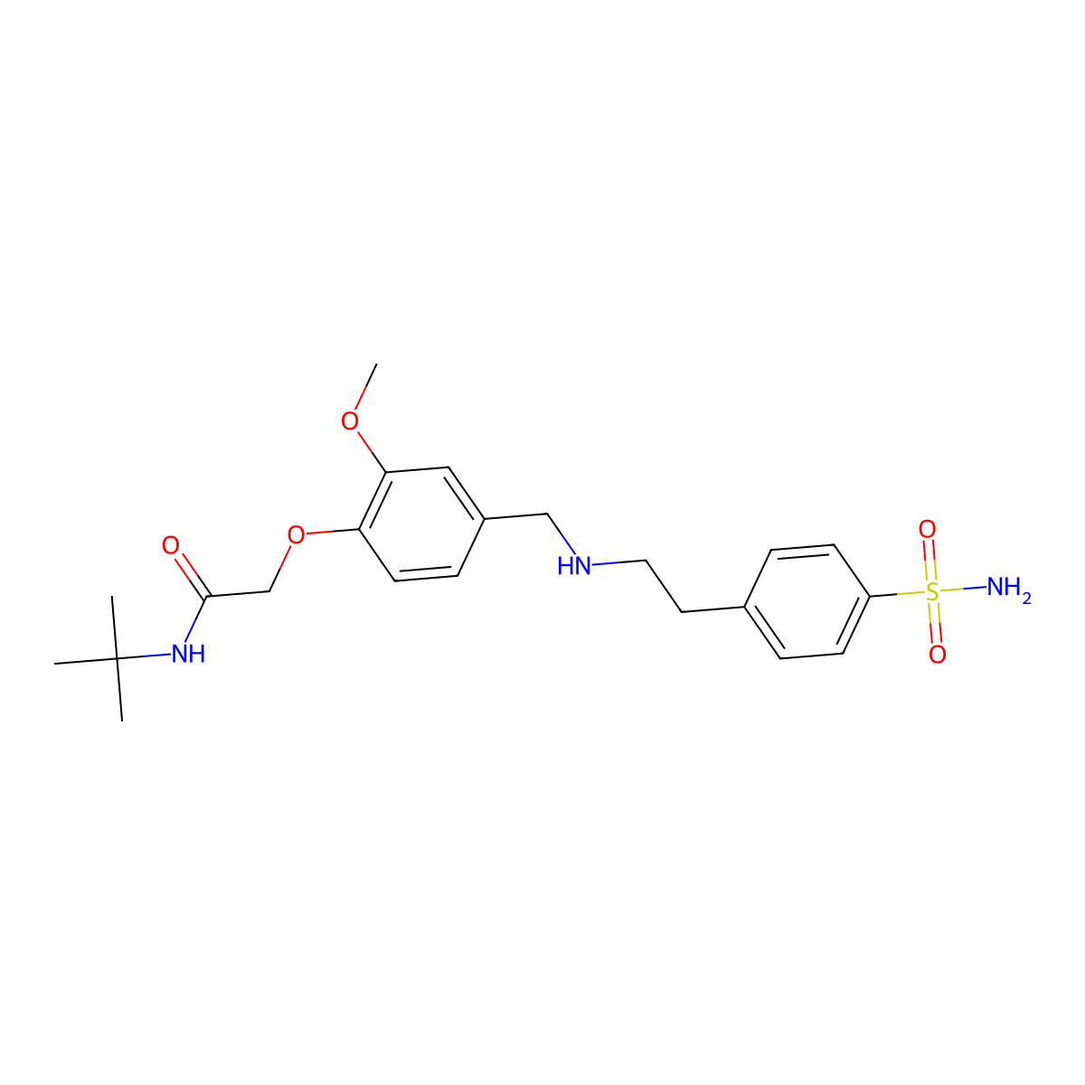 N-tert-butyl-2-[2-methoxy-4-[[2-(4-sulfamoylphenyl)ethylamino]methyl]phenoxy]acetamide molecular structure, CAS 774554-99-3