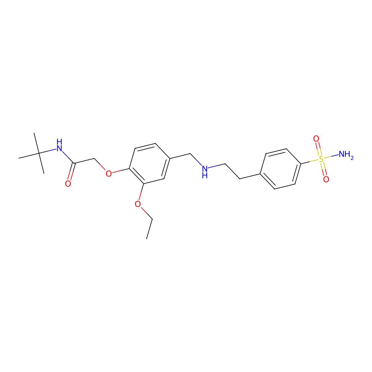 N-tert-butyl-2-[2-ethoxy-4-[[2-(4-sulfamoylphenyl)ethylamino]methyl]phenoxy]acetamide molecular structure, CAS 774555-00-9