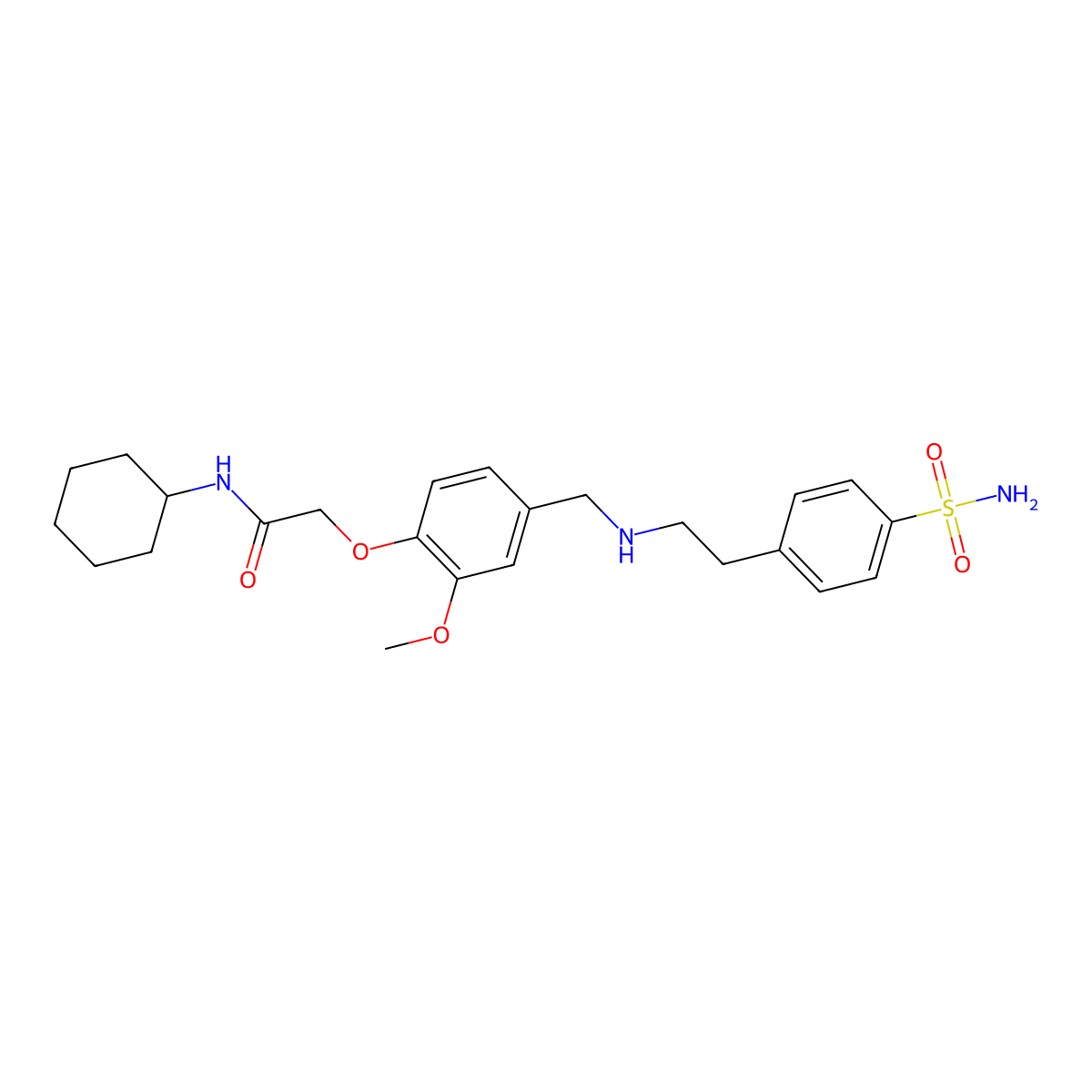 N-cyclohexyl-2-[2-methoxy-4-({[2-(4-sulfamoylphenyl)ethyl]amino}methyl)phenoxy]acetamide molecular structure, CAS 774555-02-1