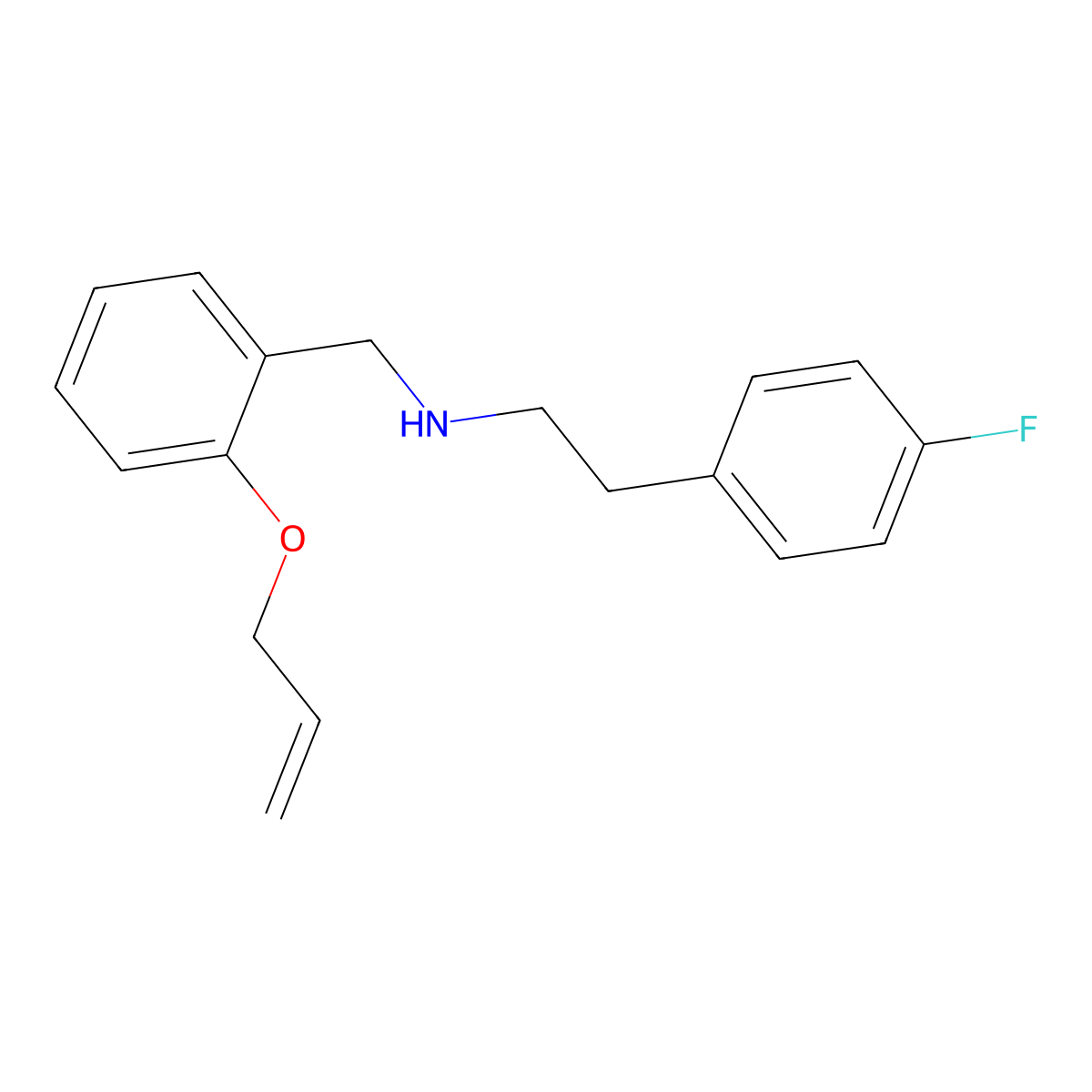 2-(4-fluorophenyl)-N-[(2-prop-2-enoxyphenyl)methyl]ethanamine molecular structure, CAS 774555-04-3