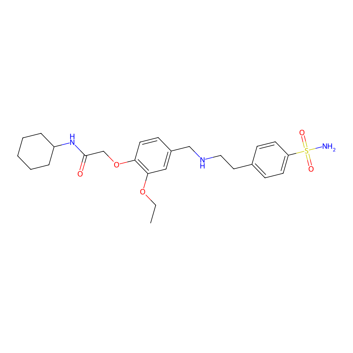 N-cyclohexyl-2-[2-ethoxy-4-[[2-(4-sulfamoylphenyl)ethylamino]methyl]phenoxy]acetamide molecular structure, CAS 774555-07-6