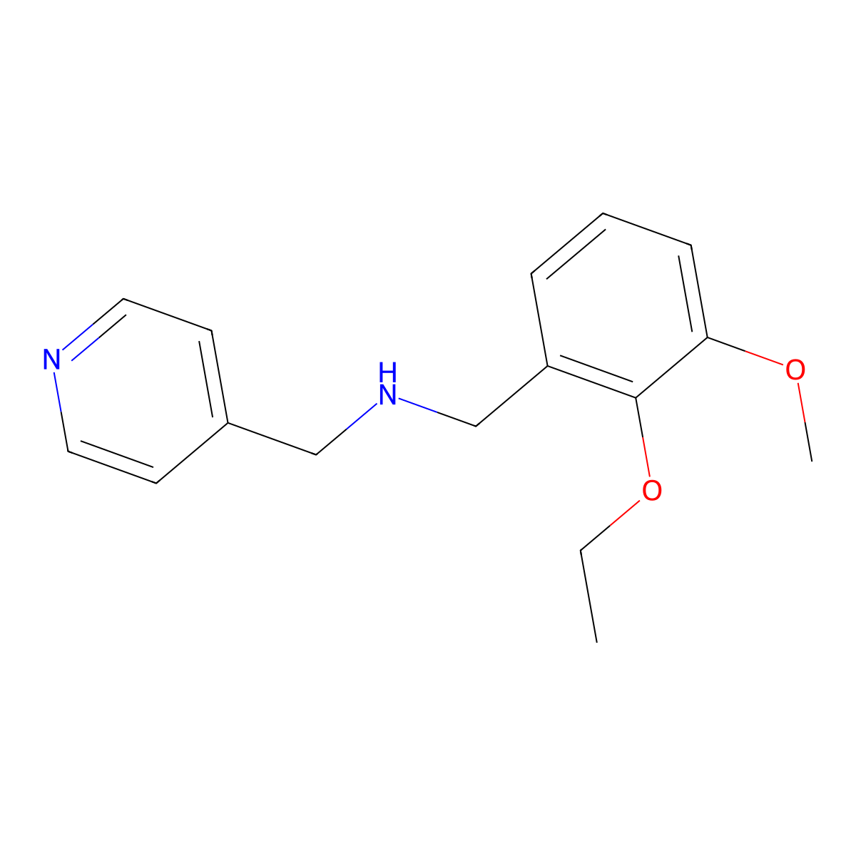 1-(2-ethoxy-3-methoxyphenyl)-N-(pyridin-4-ylmethyl)methanamine molecular structure, CAS 774555-12-3