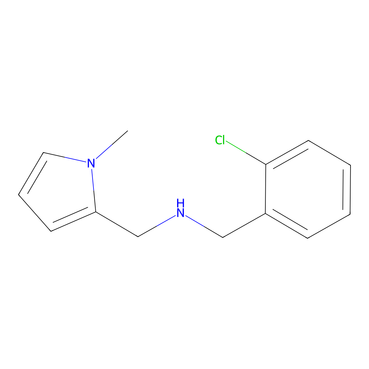 1-(2-chlorophenyl)-N-[(1-methylpyrrol-2-yl)methyl]methanamine molecular structure, CAS 774555-44-1