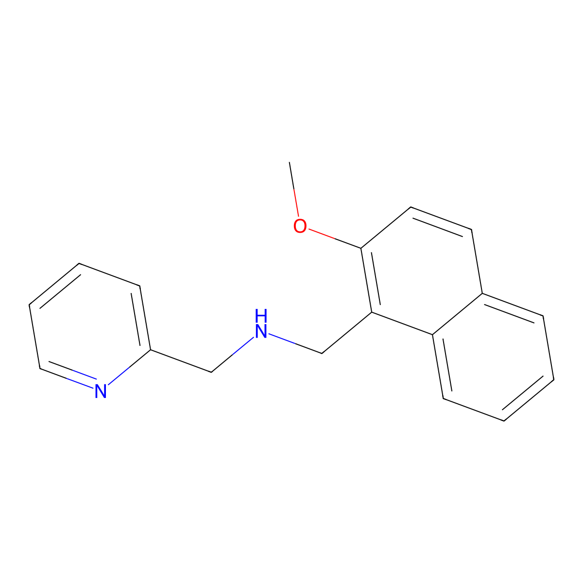 N-[(2-methoxy-1-naphthalenyl)methyl]-1-(2-pyridinyl)methanamine molecular structure, CAS 774555-83-8