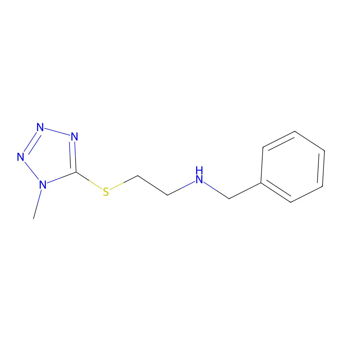 N-benzyl-2-(1-methyltetrazol-5-yl)sulfanylethanamine molecular structure, CAS 774555-89-4