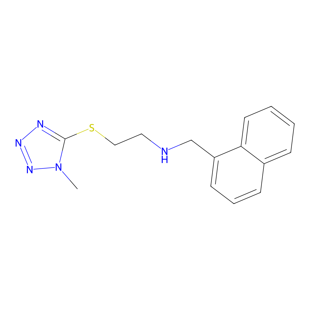 2-(1-methyltetrazol-5-yl)sulfanyl-N-(naphthalen-1-ylmethyl)ethanamine molecular structure, CAS 774555-97-4