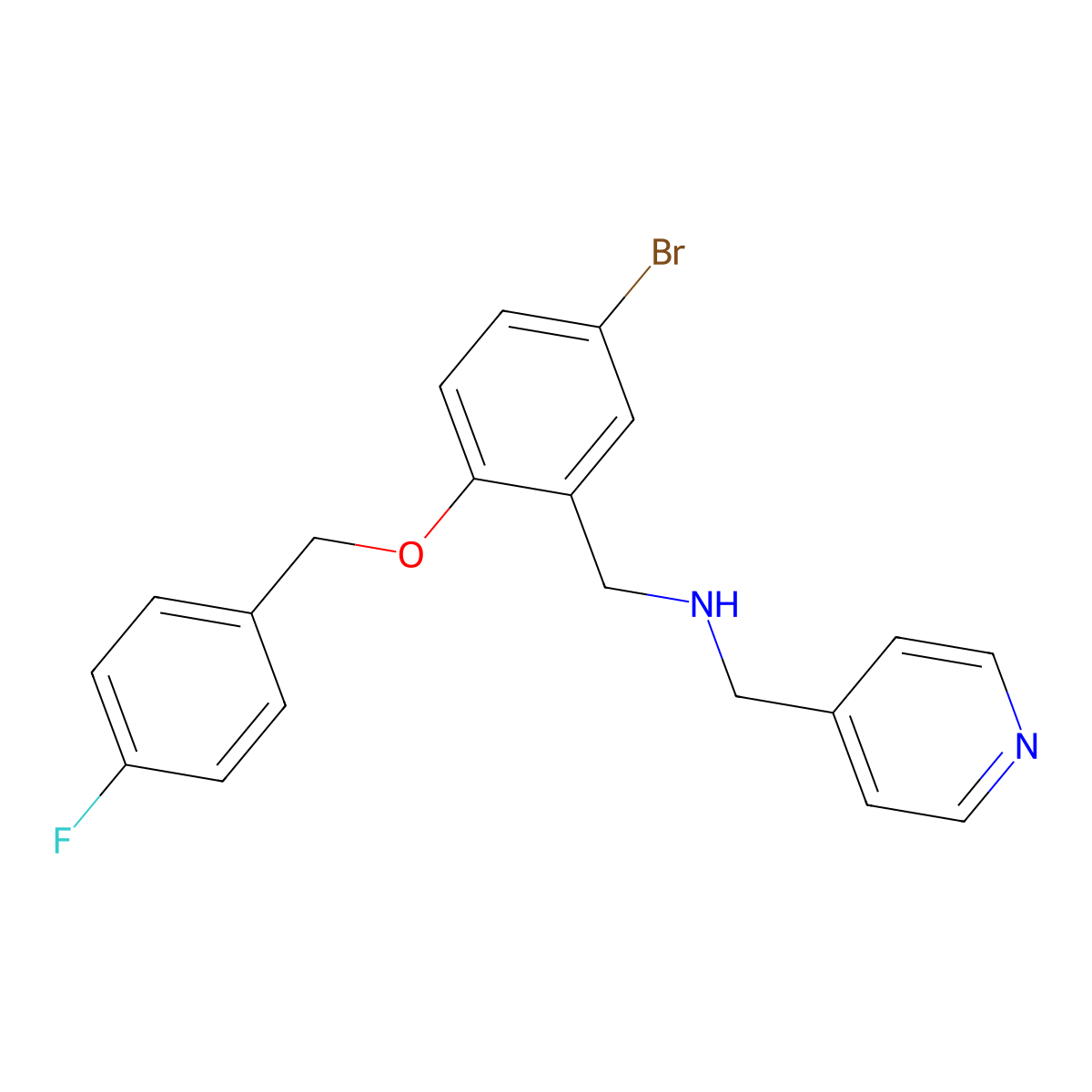 N-[[5-bromo-2-[(4-fluorophenyl)methoxy]phenyl]methyl]-1-pyridin-4-ylmethanamine molecular structure, CAS 774556-13-7