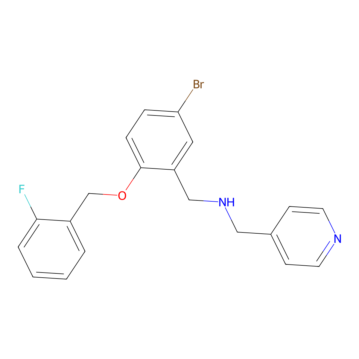N-{5-bromo-2-[(2-fluorobenzyl)oxy]benzyl}-N-(4-pyridinylmethyl)amine molecular structure, CAS 774556-15-9