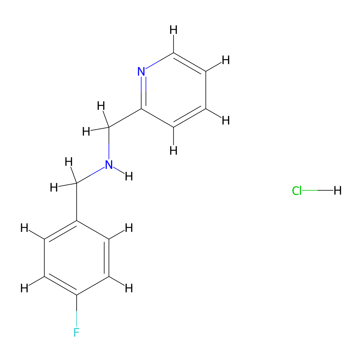 (4-Fluorobenzyl)(2-pyridinylmethyl)amine hydrochloride molecular structure, CAS 774556-83-1