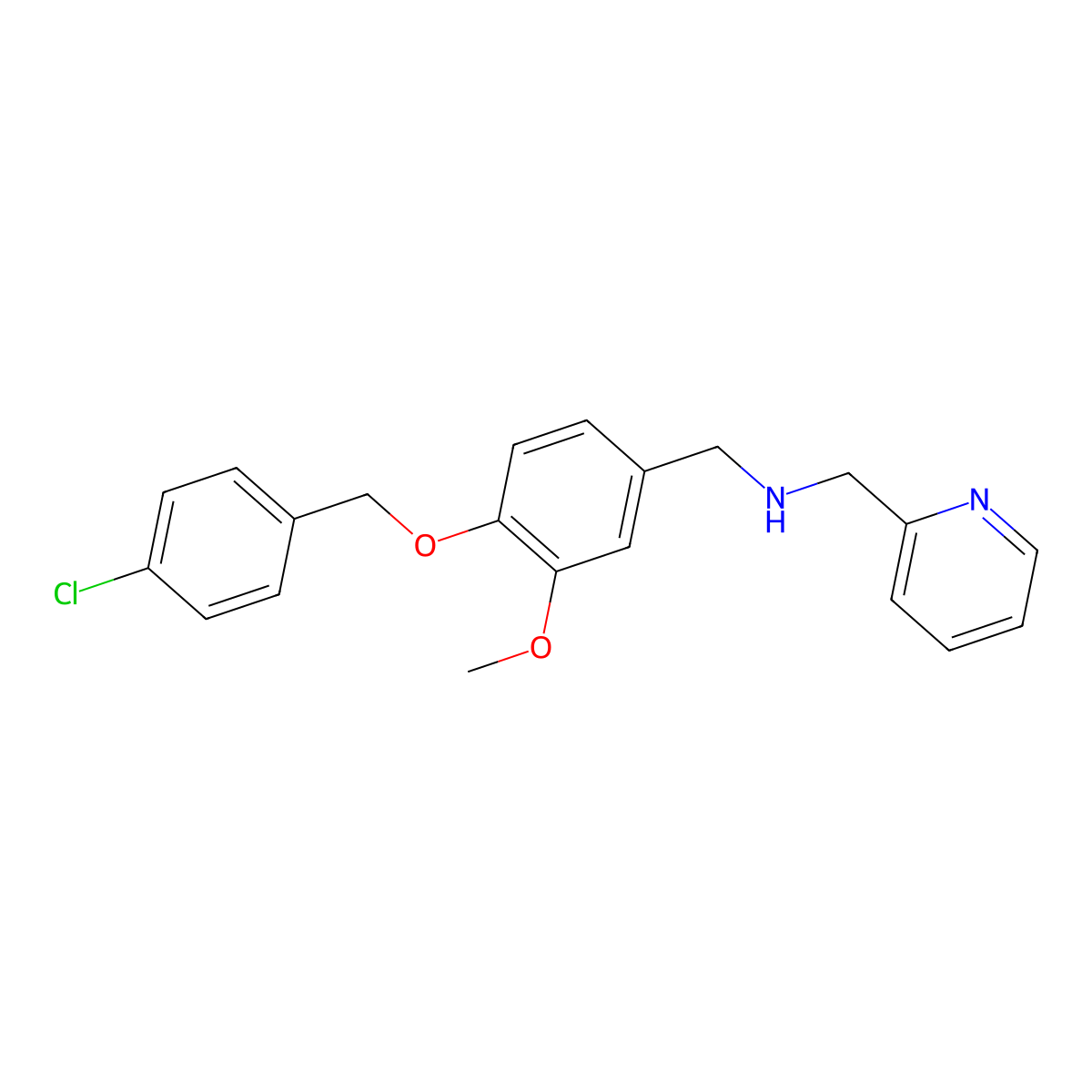 N-{4-[(4-chlorobenzyl)oxy]-3-methoxybenzyl}-N-(2-pyridinylmethyl)amine molecular structure, CAS 774556-91-1
