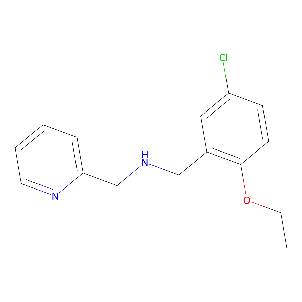 1-(5-chloro-2-ethoxyphenyl)-N-(pyridin-2-ylmethyl)methanamine molecular structure, CAS 774557-13-0