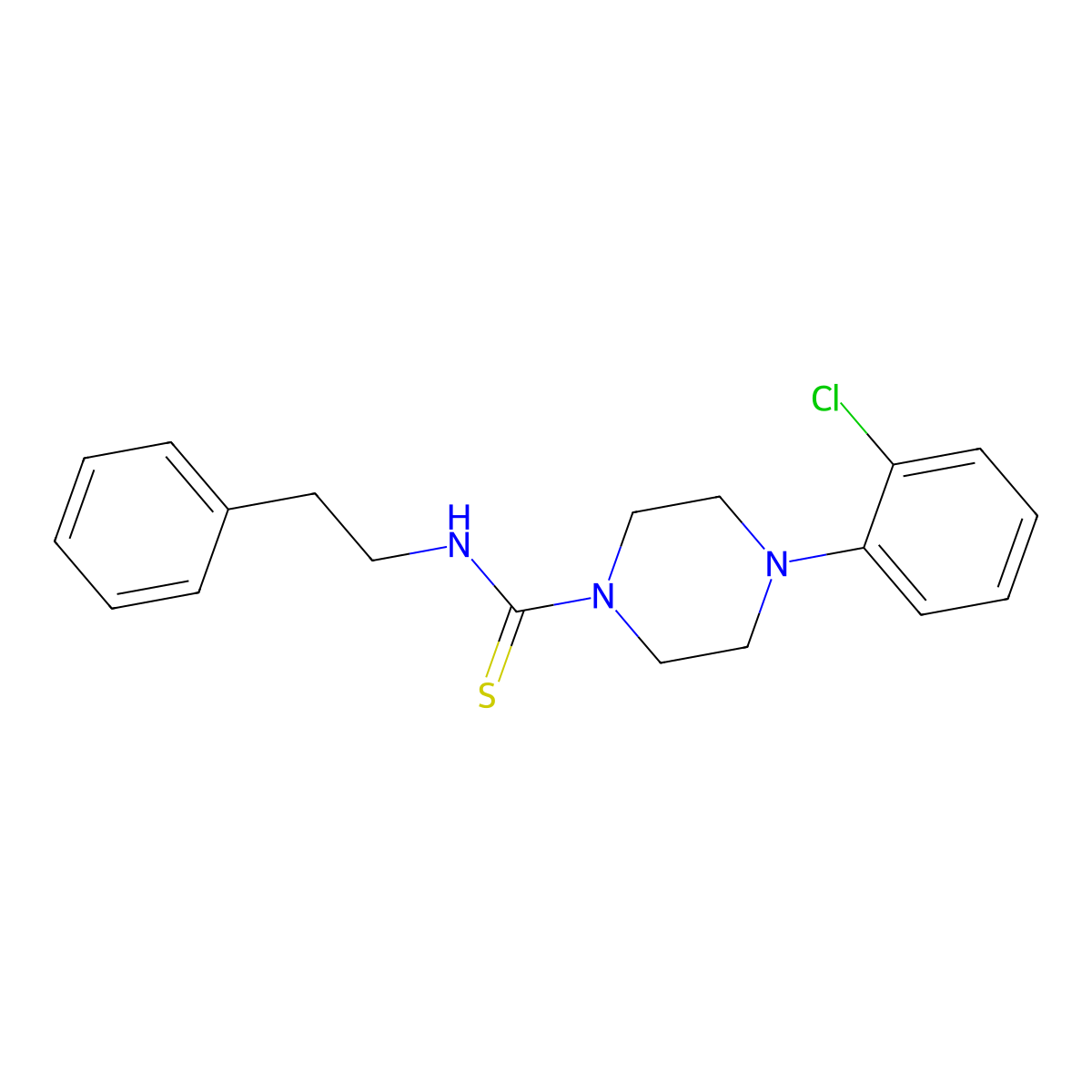 4-(2-chlorophenyl)-N-(2-phenylethyl)piperazine-1-carbothioamide molecular structure, CAS 774557-41-4