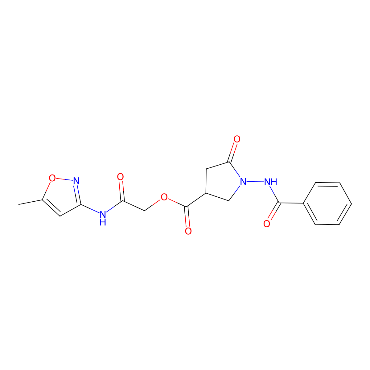 2-[(5-Methyl-1,2-oxazol-3-yl)amino]-2-oxoethyl 5-oxo-1-[(phenylcarbonyl)amino]pyrrolidine-3-carboxylate molecular structure, CAS 774557-90-3