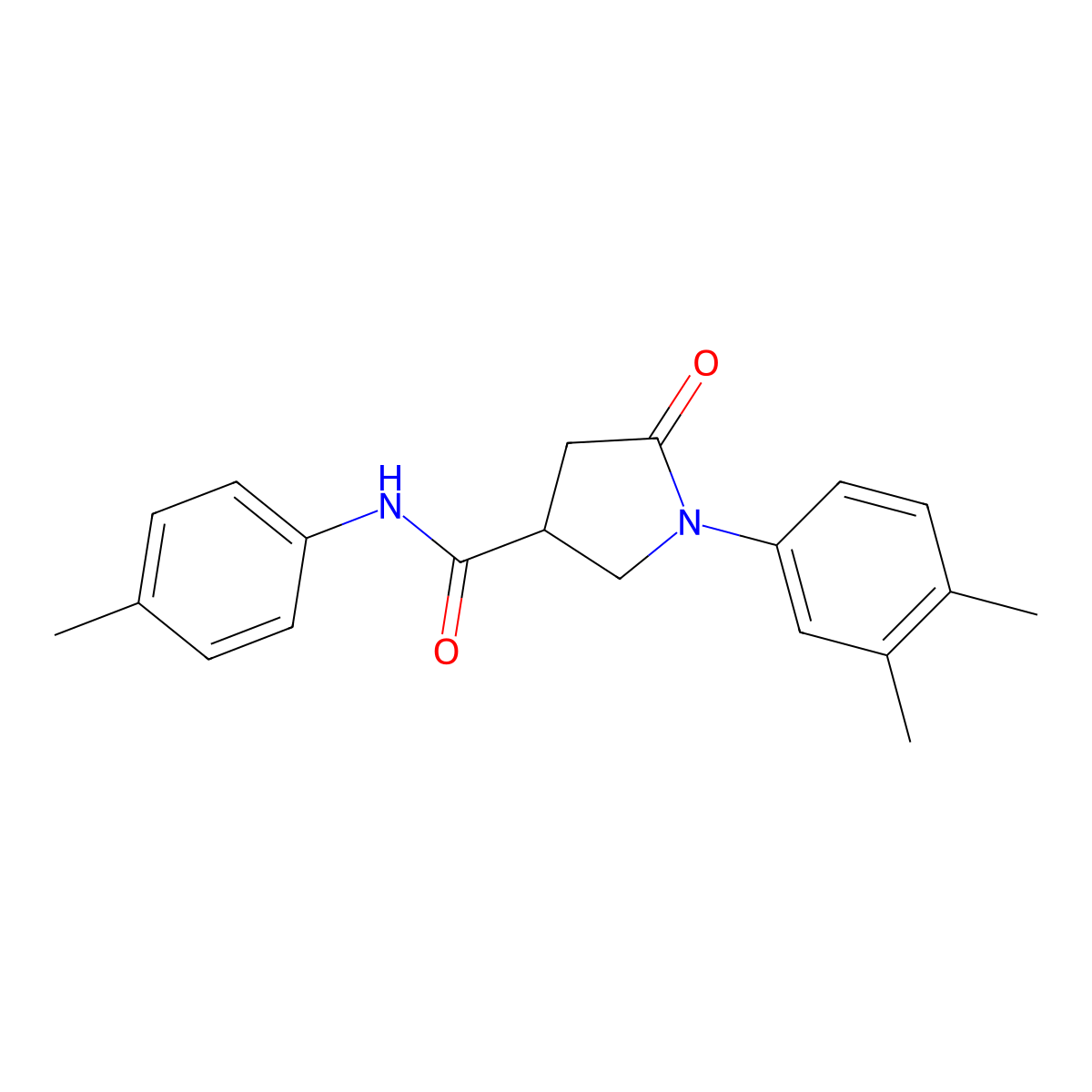 1-(3,4-dimethylphenyl)-N-(4-methylphenyl)-5-oxopyrrolidine-3-carboxamide molecular structure, CAS 774558-23-5