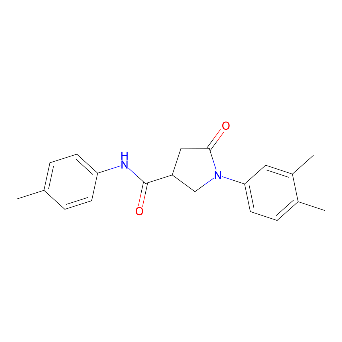 1-(3,4-dimethylphenyl)-N-(4-methylphenyl)-5-oxopyrrolidine-3-carboxamide molecular structure, CAS 774558-23-5