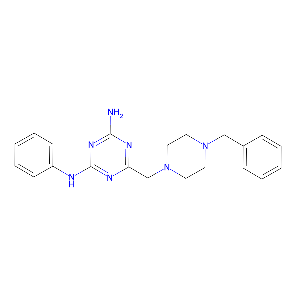 6-[(4-benzylpiperazin-1-yl)methyl]-N-phenyl-1,3,5-triazine-2,4-diamine molecular structure, CAS 774559-50-1