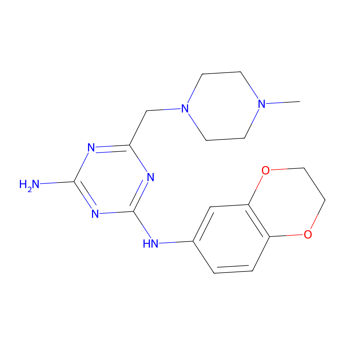 (4E)-4-(2,3-dihydro-1,4-benzodioxin-6-ylimino)-6-[(4-methylpiperazin-1-yl)methyl]-4,5-dihydro-1,3,5-triazin-2-amine molecular structure, CAS 774559-52-3