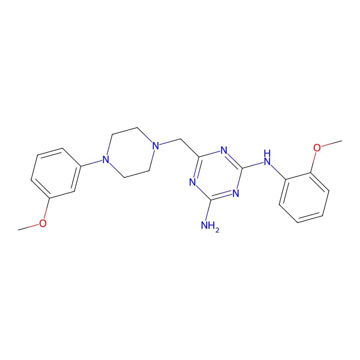 N-(4-amino-6-{[4-(3-methoxyphenyl)piperazino]methyl}-1,3,5-triazin-2-yl)-N-(2-methoxyphenyl)amine molecular structure, CAS 774559-54-5