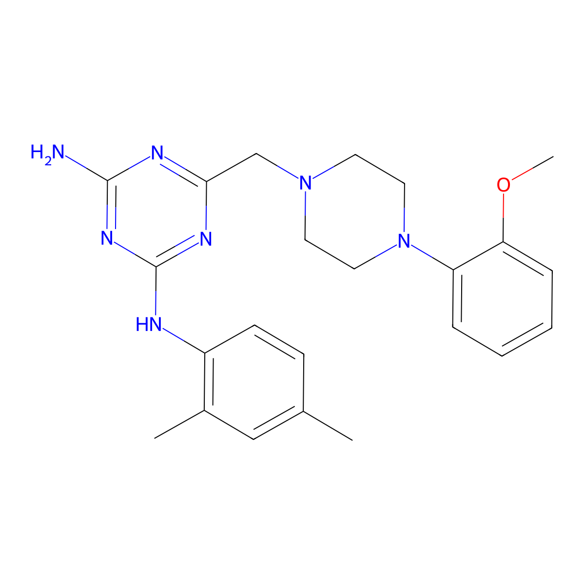 N-(2,4-dimethylphenyl)-6-{[4-(2-methoxyphenyl)piperazin-1-yl]methyl}-1,3,5-triazine-2,4-diamine molecular structure, CAS 774559-55-6