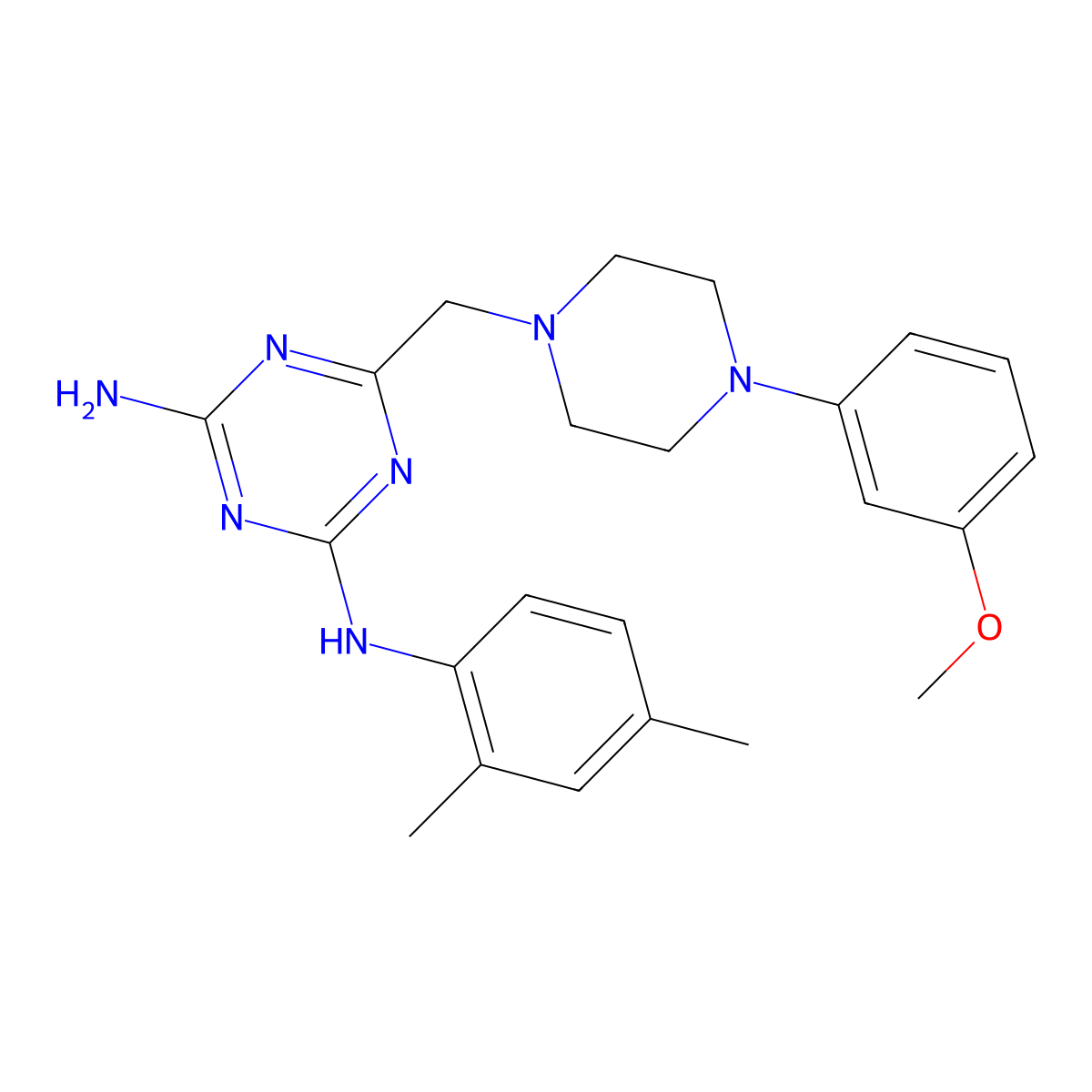 N-(2,4-dimethylphenyl)-6-{[4-(3-methoxyphenyl)piperazin-1-yl]methyl}-1,3,5-triazine-2,4-diamine molecular structure, CAS 774559-56-7