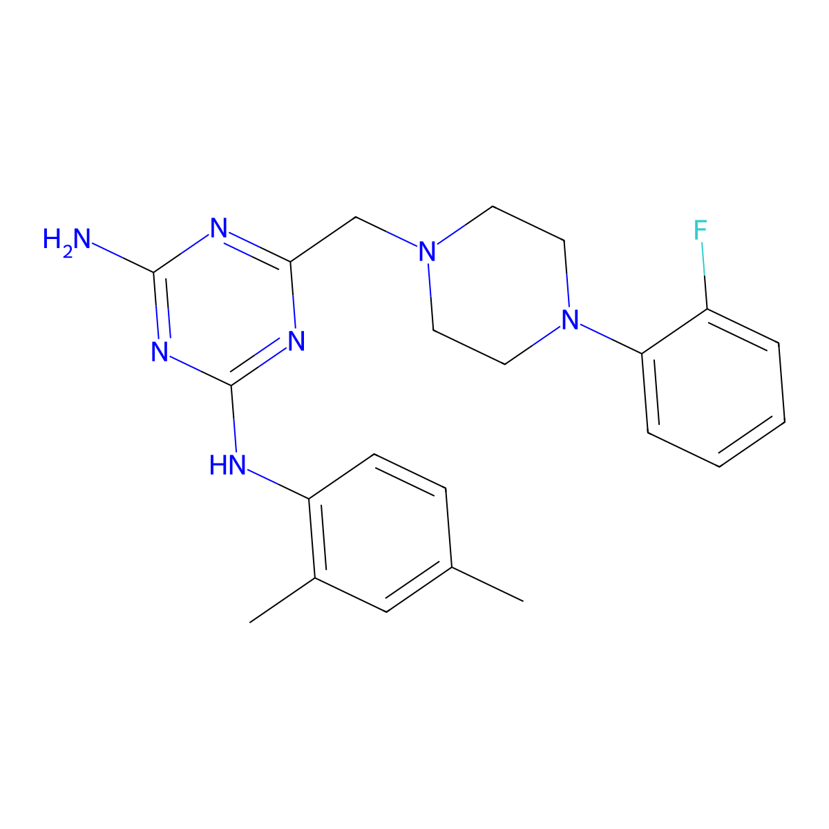 N-(2,4-dimethylphenyl)-6-{[4-(2-fluorophenyl)piperazin-1-yl]methyl}-1,3,5-triazine-2,4-diamine molecular structure, CAS 774559-57-8