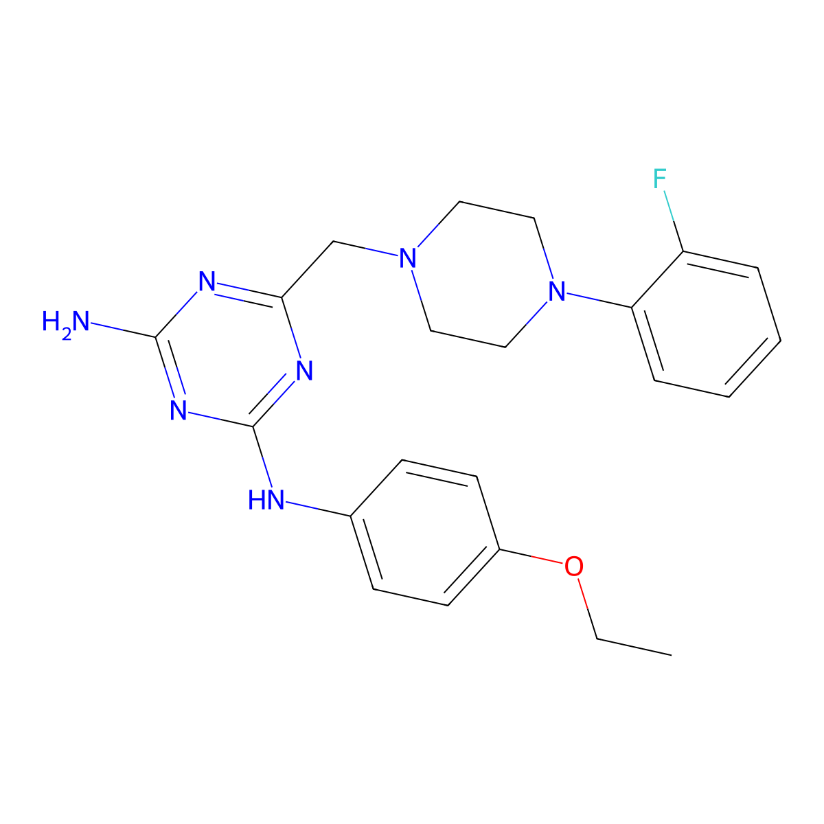 N-(4-ethoxyphenyl)-6-{[4-(2-fluorophenyl)piperazin-1-yl]methyl}-1,3,5-triazine-2,4-diamine molecular structure, CAS 774559-61-4