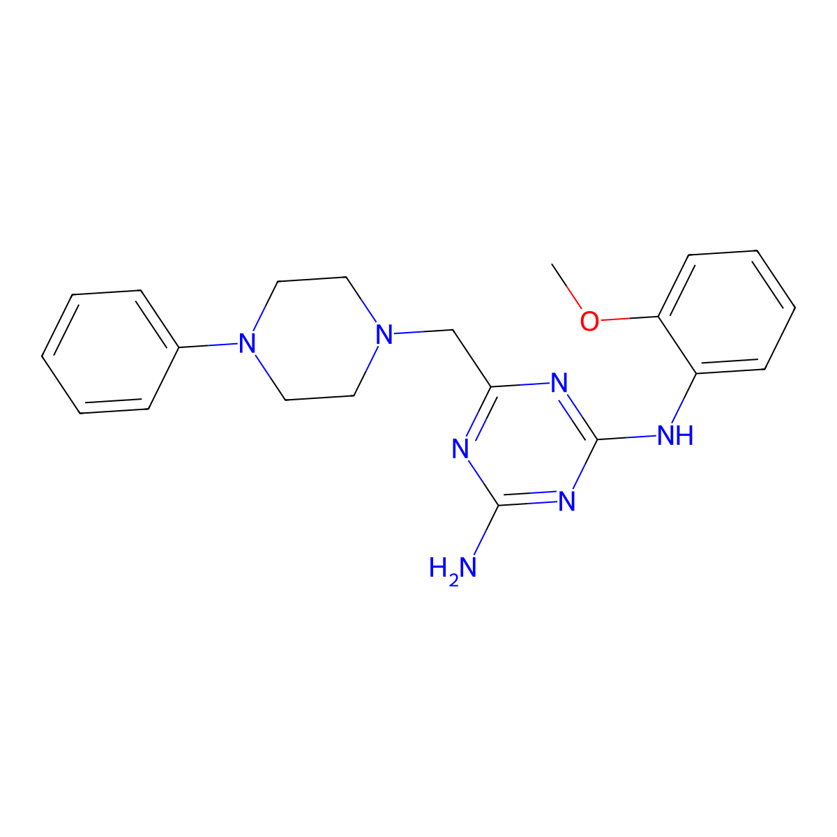 N-(2-methoxyphenyl)-6-[(4-phenylpiperazin-1-yl)methyl]-1,3,5-triazine-2,4-diamine molecular structure, CAS 774559-69-2