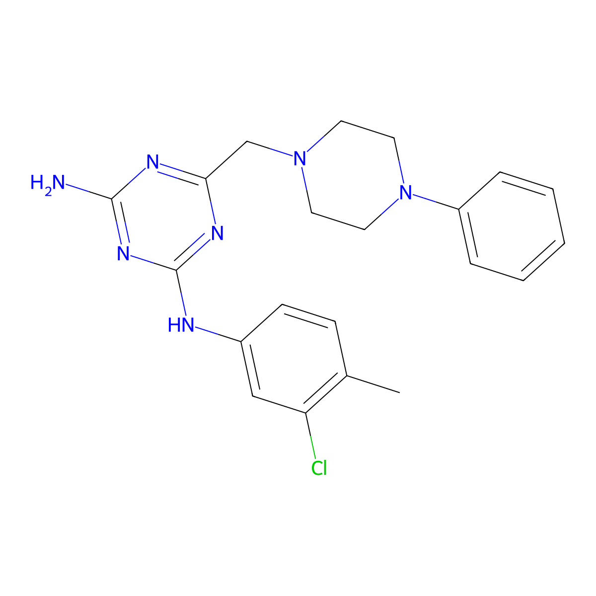 2-N-(3-chloro-4-methylphenyl)-6-[(4-phenylpiperazin-1-yl)methyl]-1,3,5-triazine-2,4-diamine molecular structure, CAS 774559-71-6